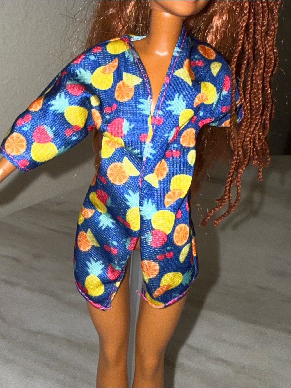 Barbie Mattel Skipper size cover up blue with fruits